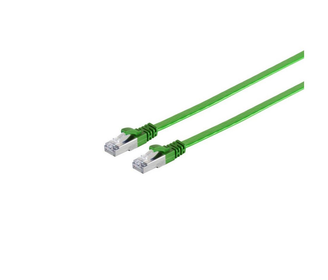 Kabelbude.eu RJ45 Flachkabel m. CAT 7 Rohkabel slim grün 15m LAN-Kabel, RJ-45, (1500 cm) von Kabelbude.eu