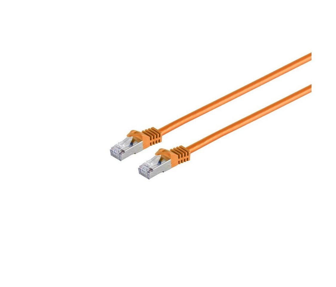 Kabelbude.eu RJ45 Patchkabel m. CAT 7 Rohkabel PIMF orange 30m LAN-Kabel, RJ-45, (3000 cm) von Kabelbude.eu