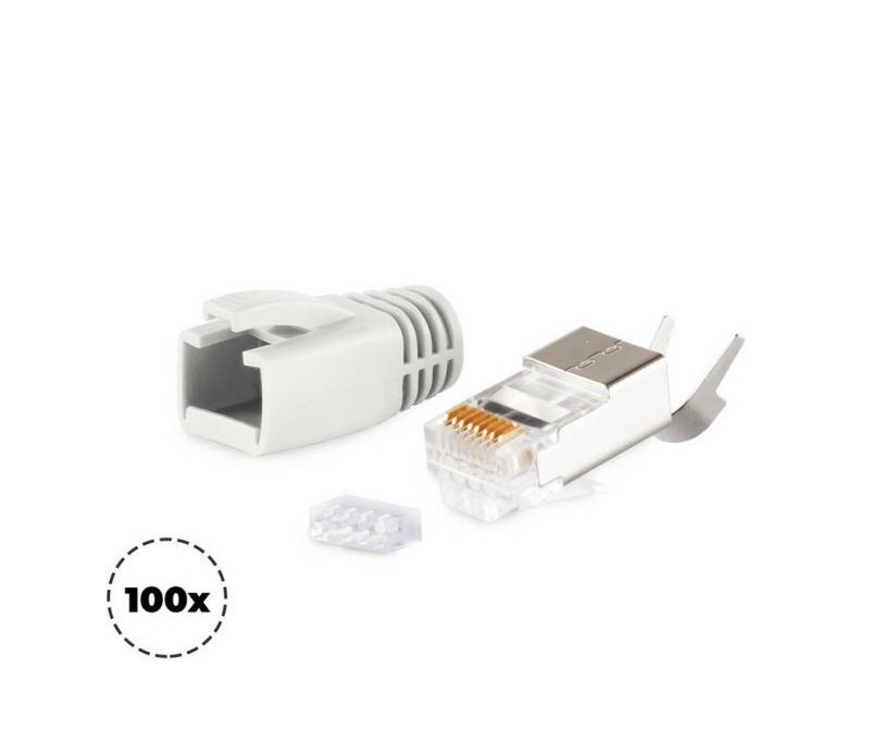 Kabelbude.eu Stecker SET für Verlegekabel bis AWG 23 grau VE100 Netzwerk-Adapter von Kabelbude.eu