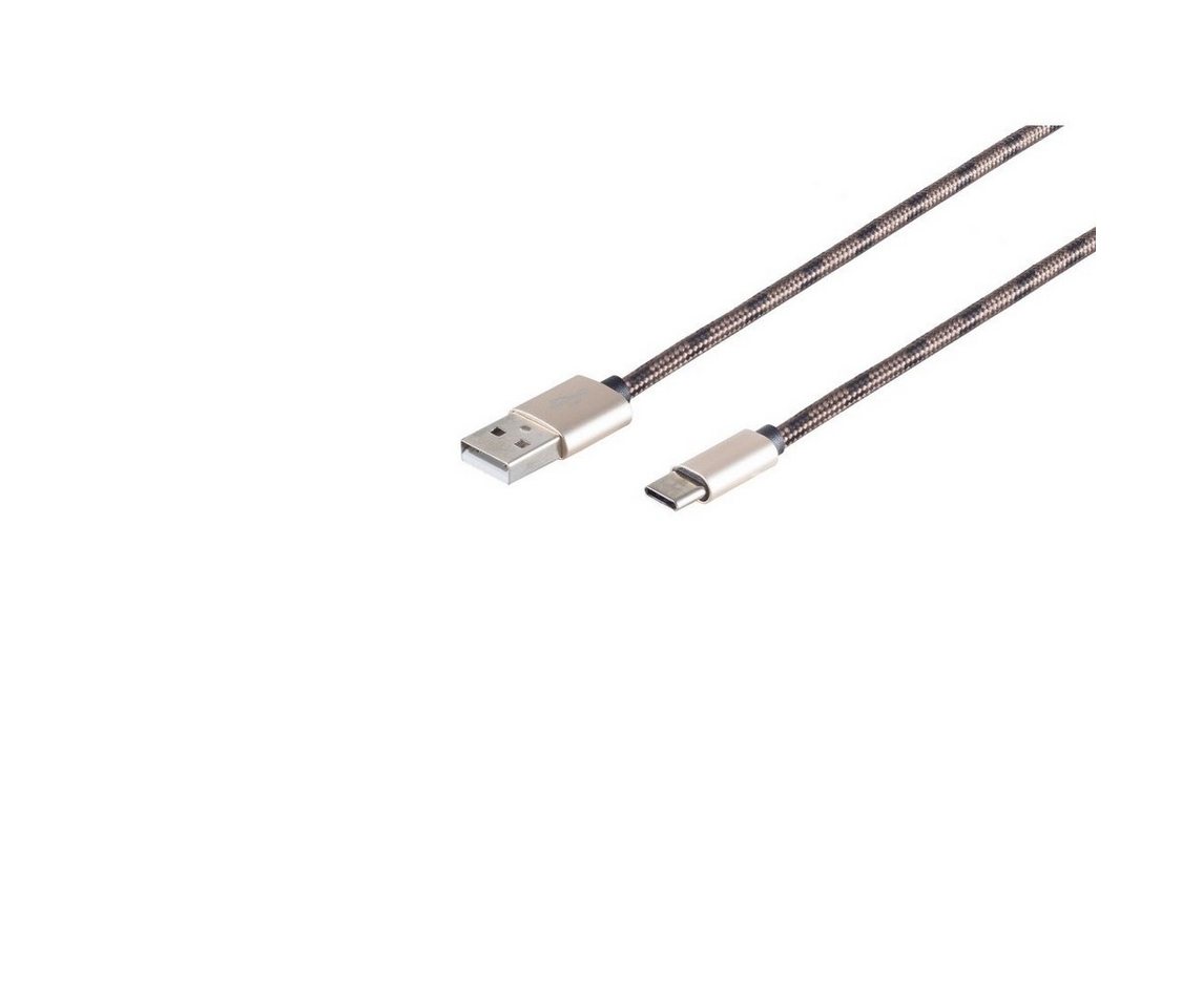 Kabelbude.eu USB Ladekabel, USB-A-Stecker auf USB Typ C Stecker, Nylon Smartphone-Kabel, (200 cm) von Kabelbude.eu