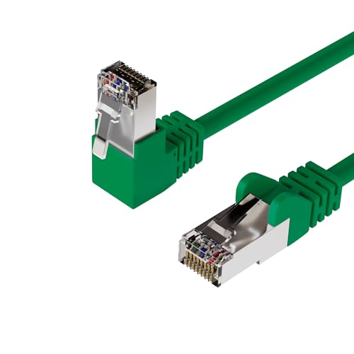Netzwerkkabel RJ45, LAN Kabel, einseitig gewinkelt 90°, Cat 6, S/FTP, PIMF 0,50m Grün Netzwerkkabel RJ45, LAN Kabel, einseitig gewinkelt 90°, Cat 6, S/FTP, PIMF 0,50m Grün von Kabelbude.eu