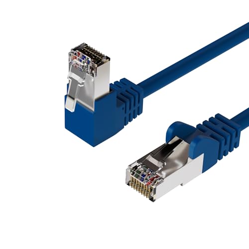 Netzwerkkabel RJ45, LAN Kabel, einseitig gewinkelt 90°, Cat 6, S/FTP, PIMF 15,00m Blau Netzwerkkabel RJ45, LAN Kabel, einseitig gewinkelt 90°, Cat 6, S/FTP, PIMF 15,00m Blau von Kabelbude.eu