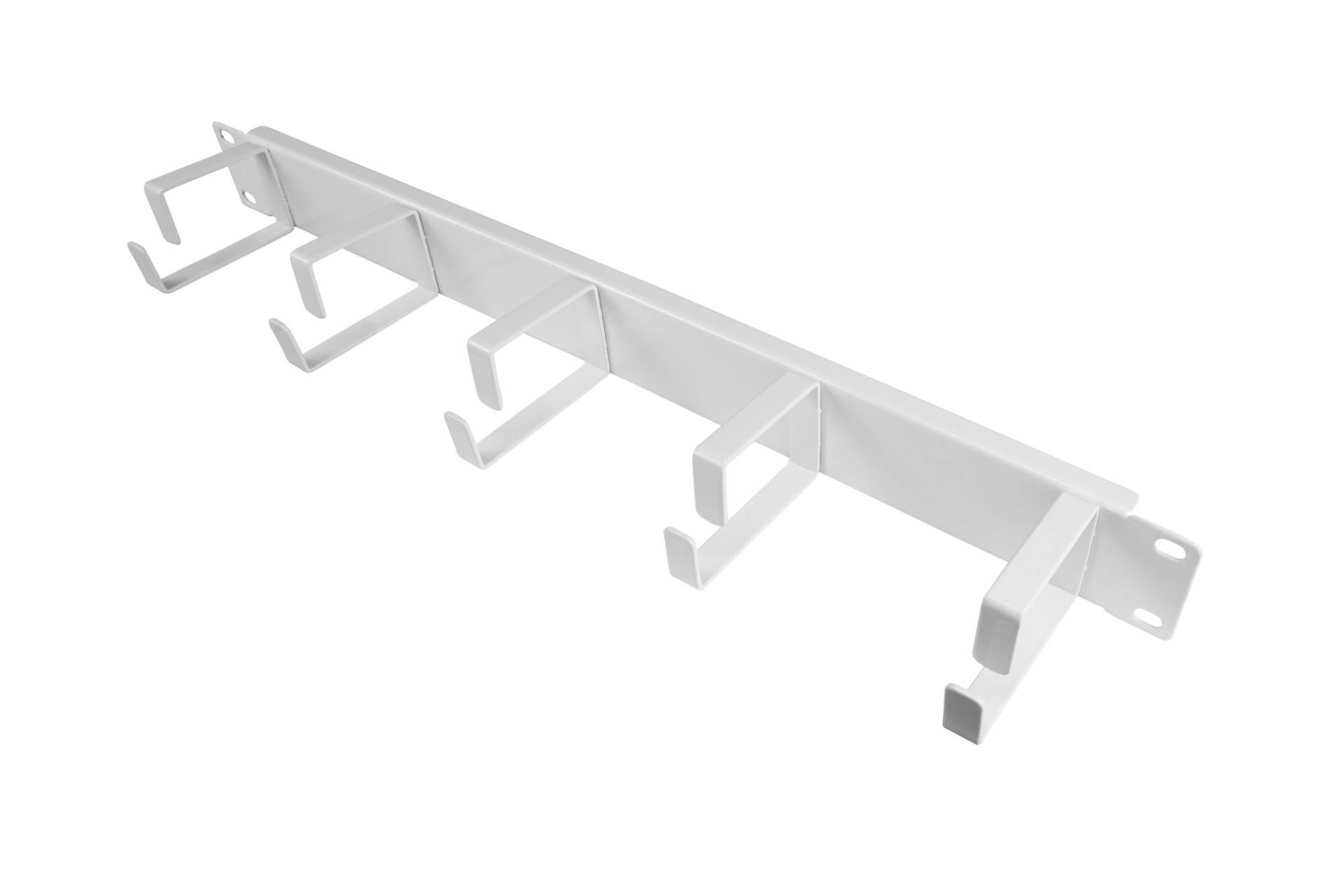 19" Kabelführungspanel, mit 5 Metallbügeln, 1HE, reinweiß (RAL9010) von Kabelmeister