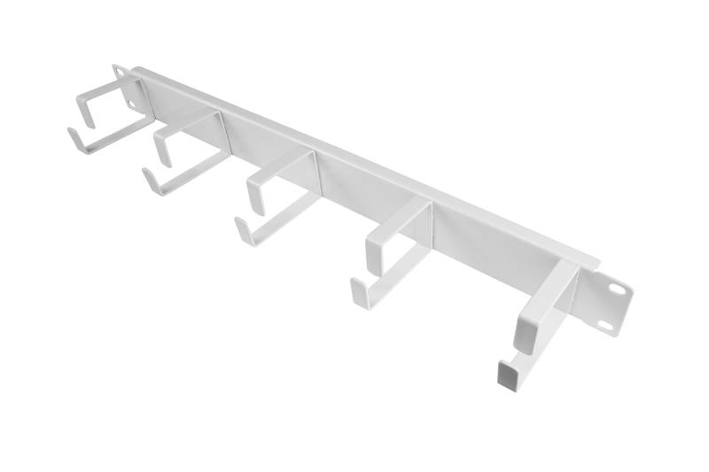 19" Kabelführungspanel, mit 5 Metallbügeln, 1HE, reinweiß (RAL9010) von Kabelmeister