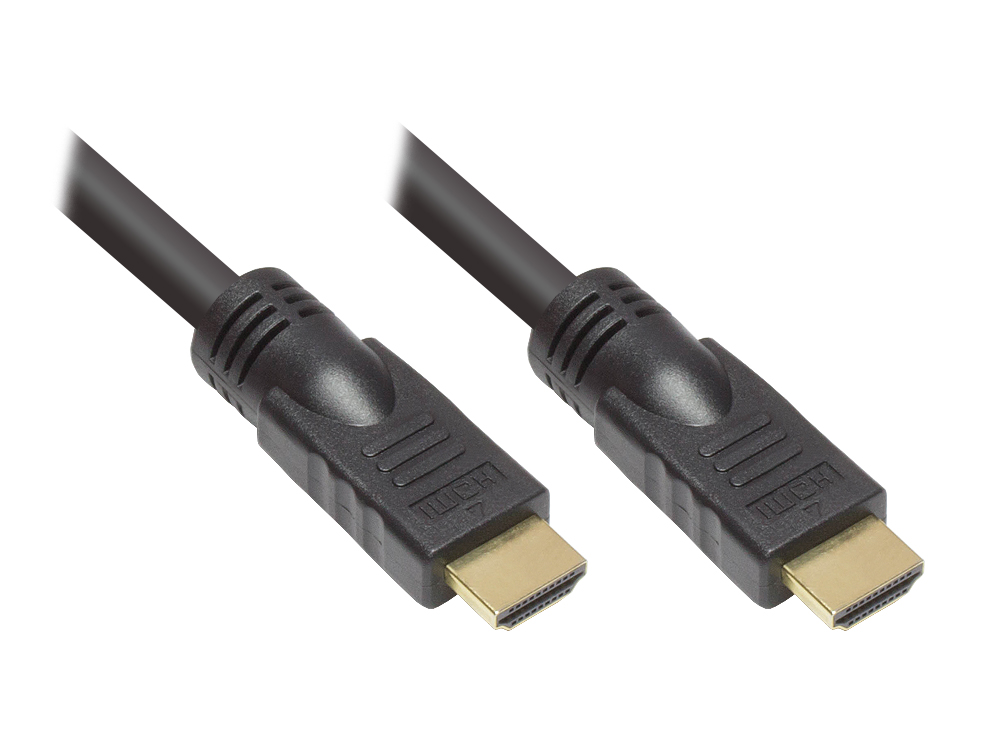 Anschlusskabel High-Speed-HDMI®-Kabel mit Ethernet, vergoldete Stecker, schwarz, 15m von Kabelmeister