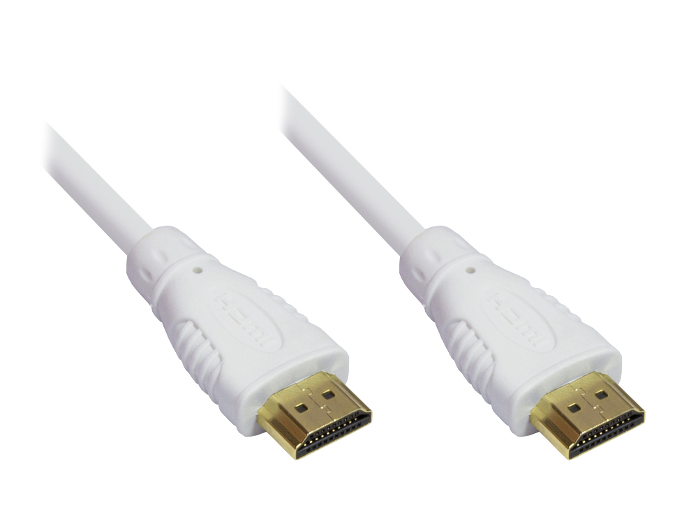 Anschlusskabel High-Speed-HDMI®-Kabel mit Ethernet, vergoldete Stecker, weiß, 7,5m von Kabelmeister