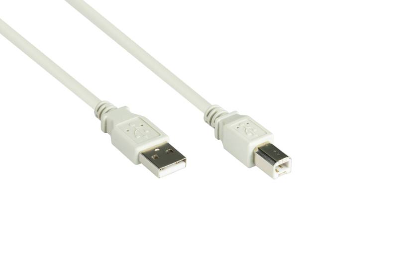 Anschlusskabel USB 2.0 Stecker A an Stecker B, grau, 0,5m von Kabelmeister