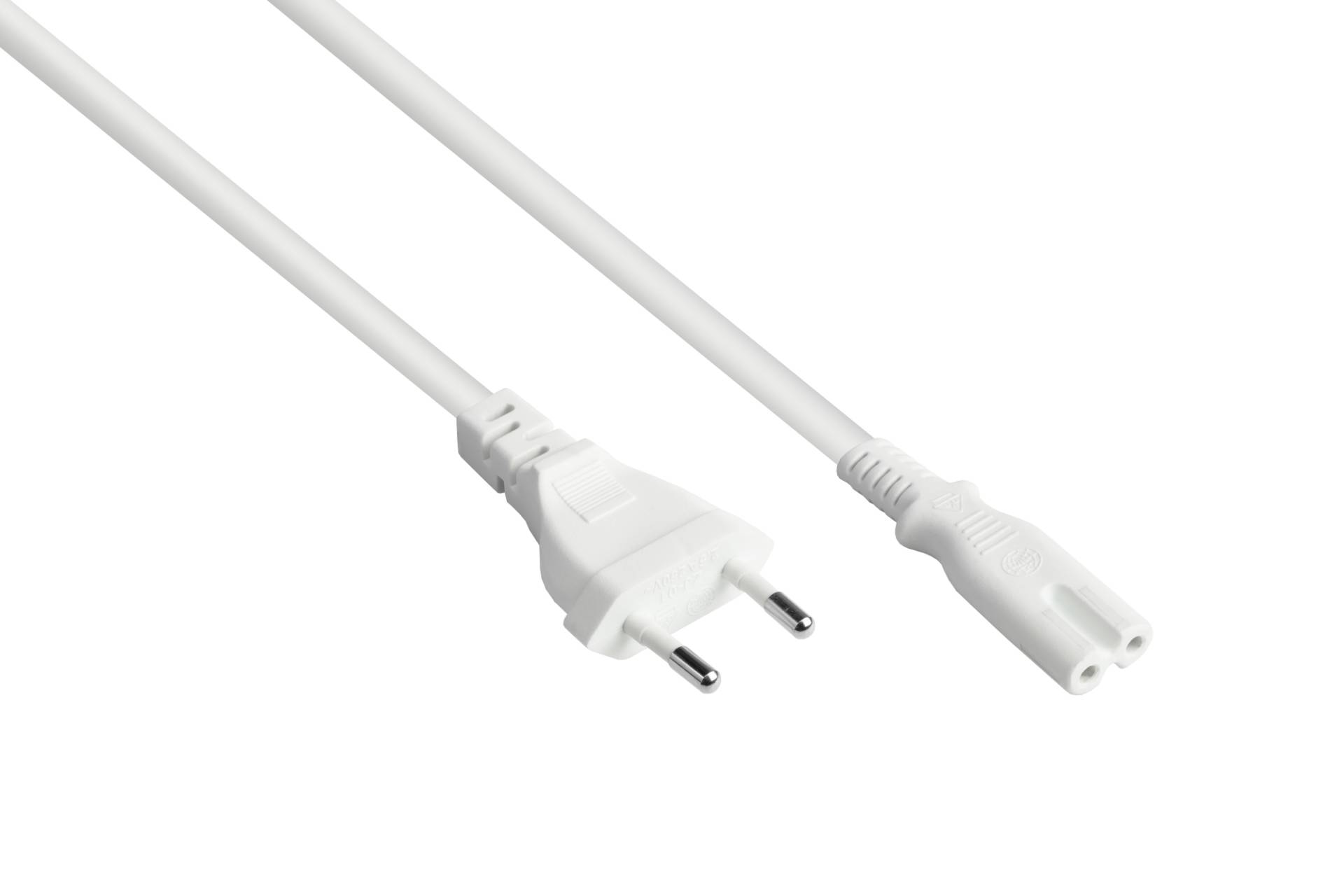 Euro-Netzkabel Euro-Stecker Typ C an C7/Euro 8 Buchse, weiß, 0,75mm², 1m Euro-Netzkabel Euro-Stecker Typ C an C7/Euro 8 Buchse, weiß, 0,75mm², 1m von Kabelmeister
