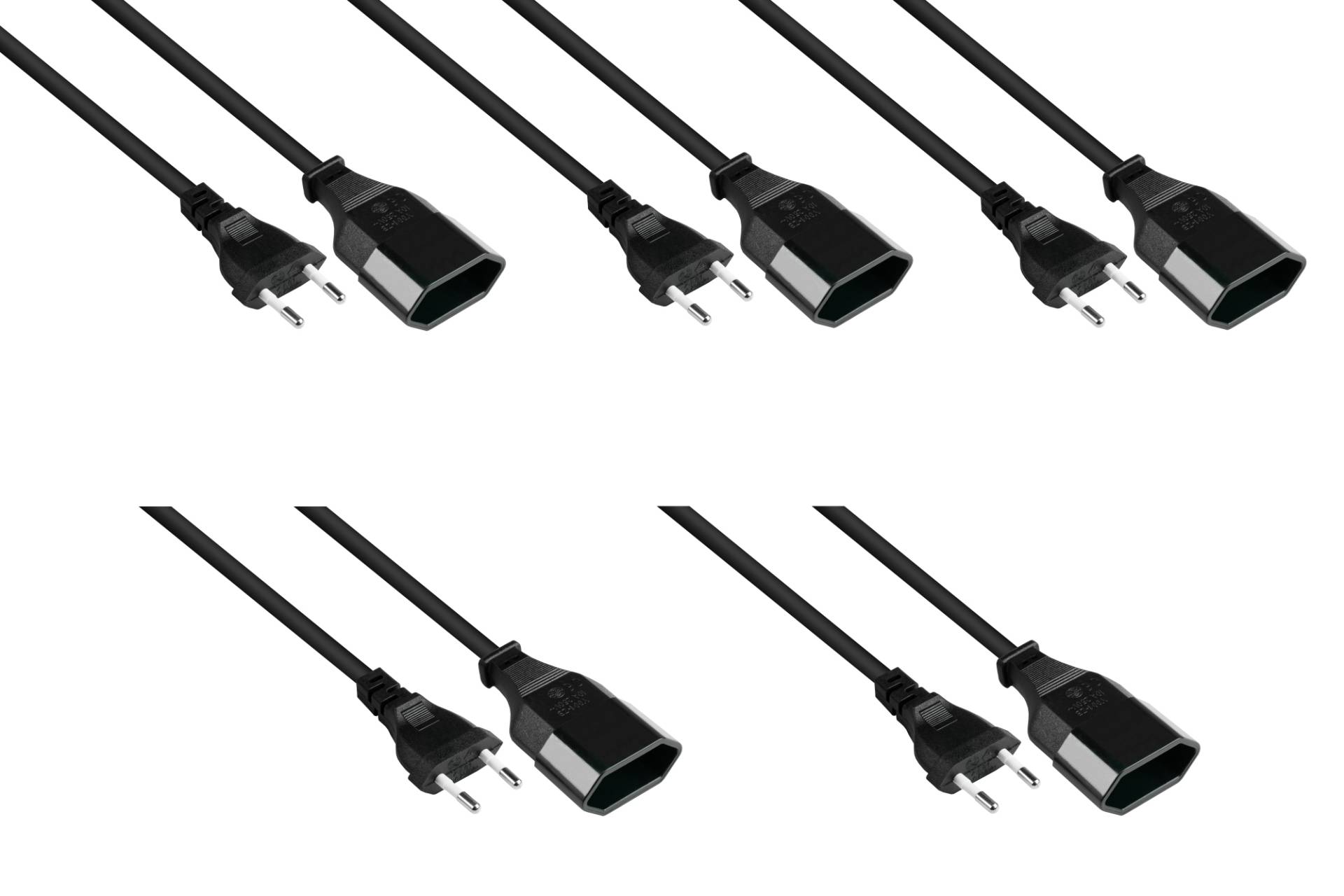 Euro-Verlängerung Euro-Stecker Typ C an Euro-Buchse, schwarz, 0,75mm², 3m - 5er SPAR-Set Euro-Verlängerung Euro-Stecker Typ C an Euro-Buchse, schwarz, 0,75mm², 3m - 5er SPAR-Set von Kabelmeister