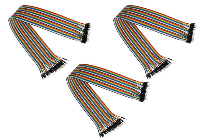 Jumper Wire 40-Pin trennbare Adern für Arduino, Raspberry Pi etc., Stecker an Stecker, 3er-Set, 40cm von Kabelmeister