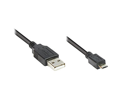 Kabelmeister® Anschlusskabel USB 2.0 Stecker A an Stecker Micro B, schwarz, 1,8m von Kabelmeister