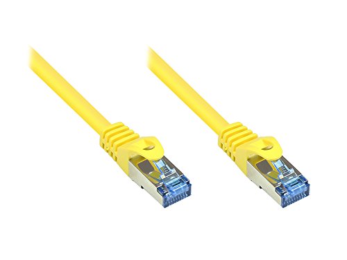 Kabelmeister® Cat.6A Ethernet LAN Patchkabel mit Rastnasenschutz - S/FTP, PiMF, PVC, 500MHz, halogenfrei- 10-Gigabit-fähig - gelb, 1m von Kabelmeister