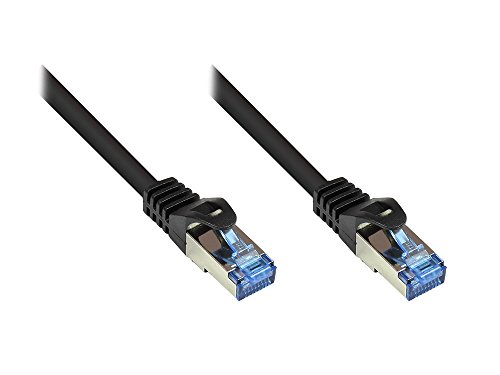Kabelmeister® Cat.6A Ethernet LAN Patchkabel mit Rastnasenschutz - S/FTP, PiMF, PVC, 500MHz, halogenfrei- 10-Gigabit-fähig - schwarz, 1,5m von Kabelmeister