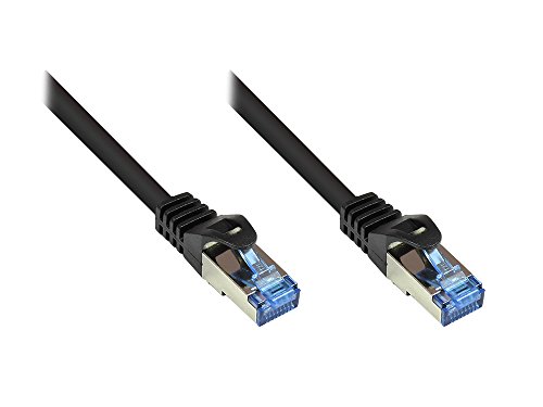 Kabelmeister® Cat.6A Ethernet LAN Patchkabel mit Rastnasenschutz - S/FTP, PiMF, PVC, 500MHz, halogenfrei- 10-Gigabit-fähig - schwarz, 50m von Kabelmeister