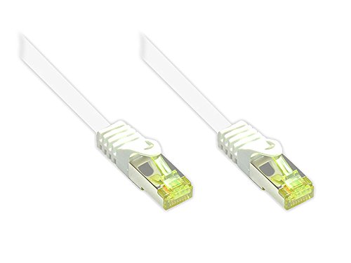 Kabelmeister® RJ45 Patchkabel mit Cat. 7 Rohkabel und Rastnasenschutz (RNS®), S/FTP, PiMF, halogenfrei, 500MHz, OFC, weiß, 100m von Kabelmeister