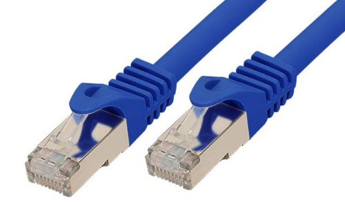 Kabelmeister® SO-34614 Cat7 Ethernet 10-Gigabit LAN Patchkabel mit Cat 6A Steckern, 5 m, Kupferleiter, Rastnasenschutz RNS, doppelt geschirmt S/FTP, PiMF, 500MHz, Halogenfrei Blau von Kabelmeister