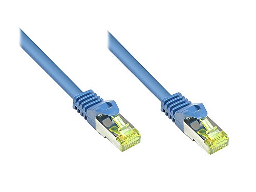 Kabelmeister® SO-35793 Cat7 Ethernet 10-Gigabit LAN Patchkabel mit Cat 6A Steckern, 25 m, Kupferleiter, Rastnasenschutz RNS, doppelt geschirmt S/FTP, PiMF, 500MHz, Halogenfrei Blau von Kabelmeister