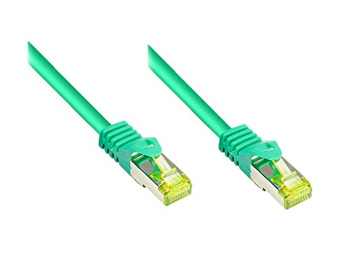 Kabelmeister® SO-35794 Cat7 Ethernet 10-Gigabit LAN Patchkabel mit Cat 6A Steckern, 25 m, Kupferleiter, Rastnasenschutz RNS, doppelt geschirmt S/FTP, PiMF, 500MHz, Halogenfrei Grün von Kabelmeister