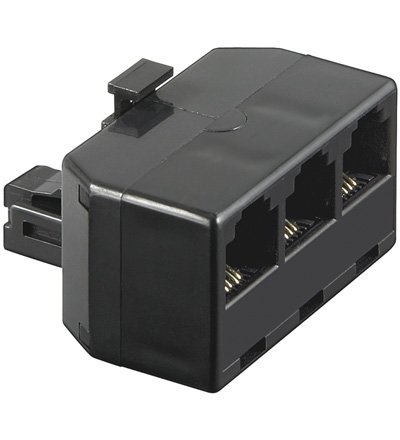 Kabelmeister® T-Adapter RJ11 Stecker an 3X RJ11 Buchse, schwarz von Kabelmeister