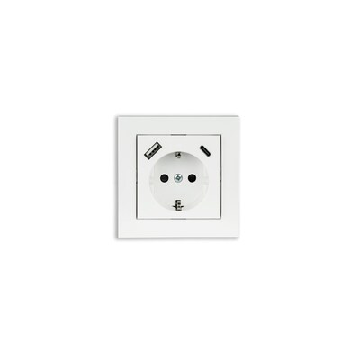 Kabelmeister Einbausteckdose 1-fach m. Schnelllader (20W, PD3.0), USB, weiß von Kabelmeister