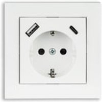 Kabelmeister Einbausteckdose 1-fach m. Schnelllader (20W, PD3.0), USB, weiß von Kabelmeister
