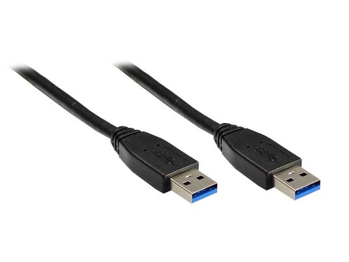 Kabelmeister SO-30349 USB 3.0 Kabel 1 m - USB 3.0 Stecker A an Stecker A - Folien- und Geflechtschirmung, Kupferadern - Super Speed bis zu 5Gbit/s, kompatibel zu USB 2.0/1.0 Schwarz von Kabelmeister