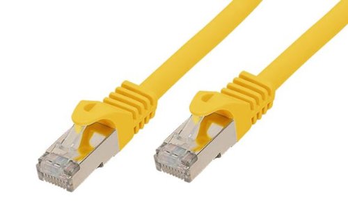 Kabelmeister SO-34674 Cat7 Ethernet 10-Gigabit LAN Patchkabel mit Cat 6A Steckern, 15 m, Kupferleiter, Rastnasenschutz RNS, doppelt geschirmt S/FTP, PiMF, 500MHz, Halogenfrei Gelb von Kabelmeister