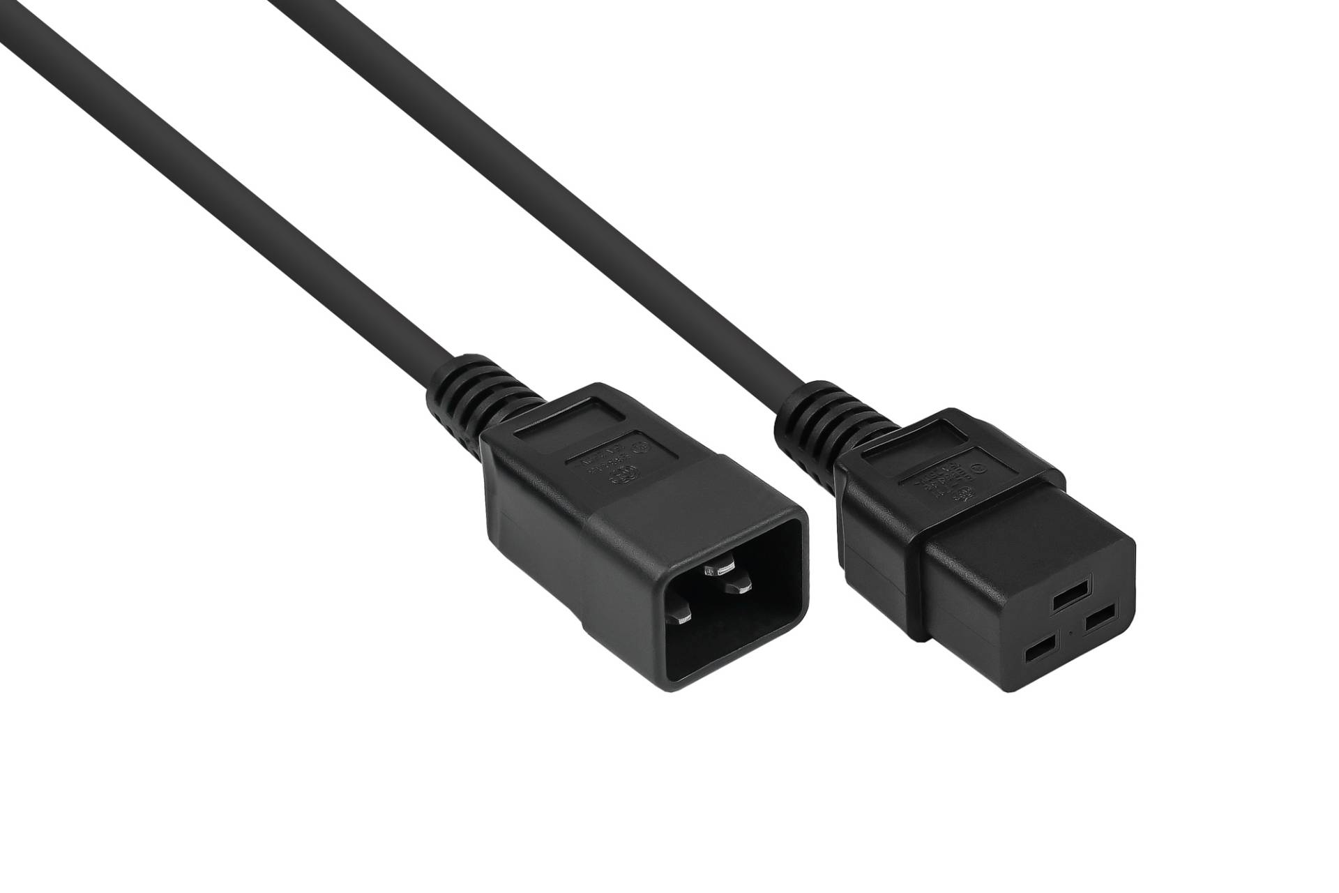 Kaltgeräteverlängerung Kaltgeräte-Stecker C20 an Kaltgeräte-Buchse C19, schwarz, 1,50mm², 2 m Kaltgeräteverlängerung Kaltgeräte-Stecker C20 an Kaltgeräte-Buchse C19, schwarz, 1,50mm², 2 m von Kabelmeister