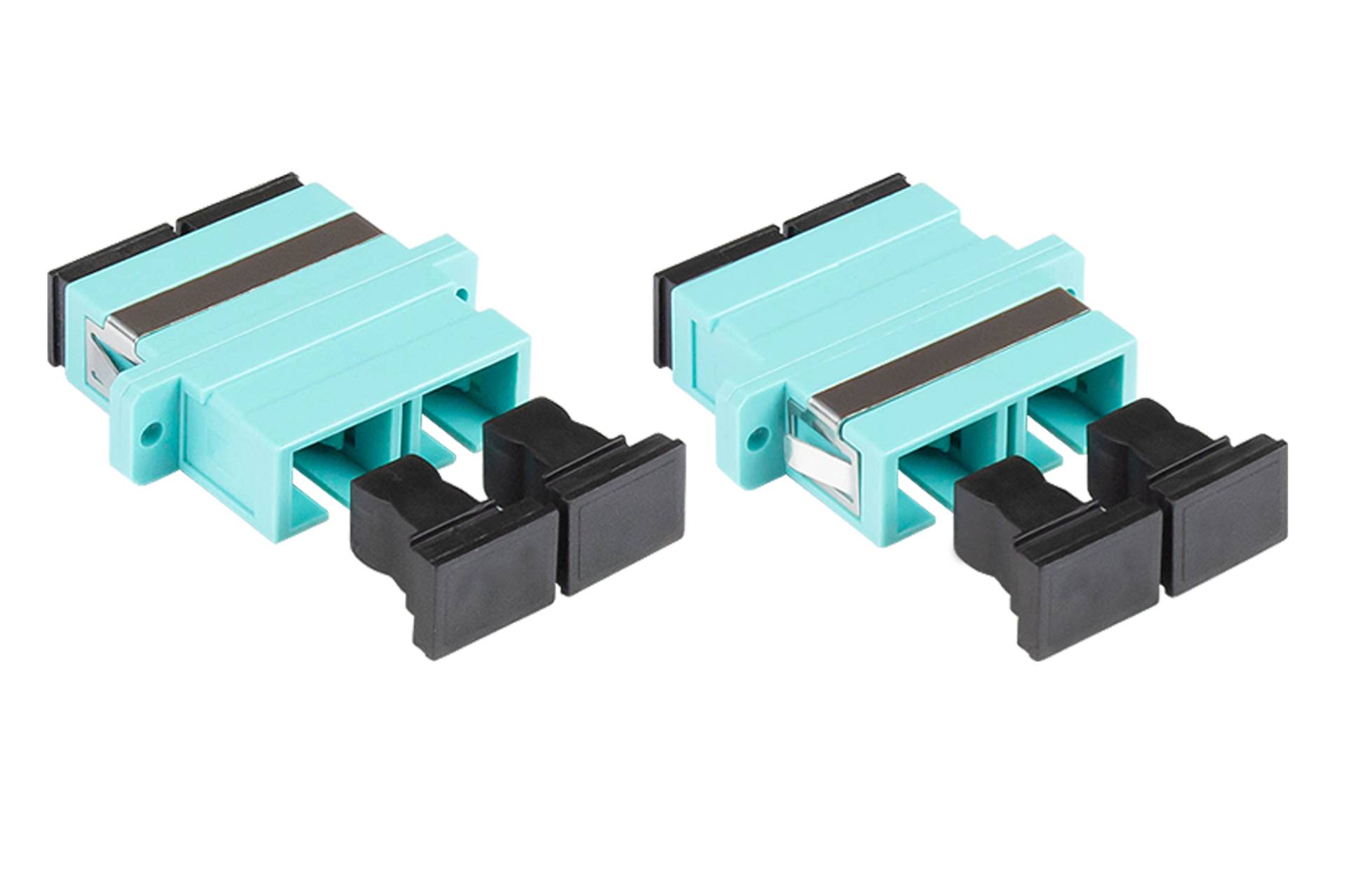 LWL Duplex Kupplung, SC (UPC) an SC (UPC), OM3, Multimode, Kunststoffgehäuse, Keramikhülse, aqua von Kabelmeister