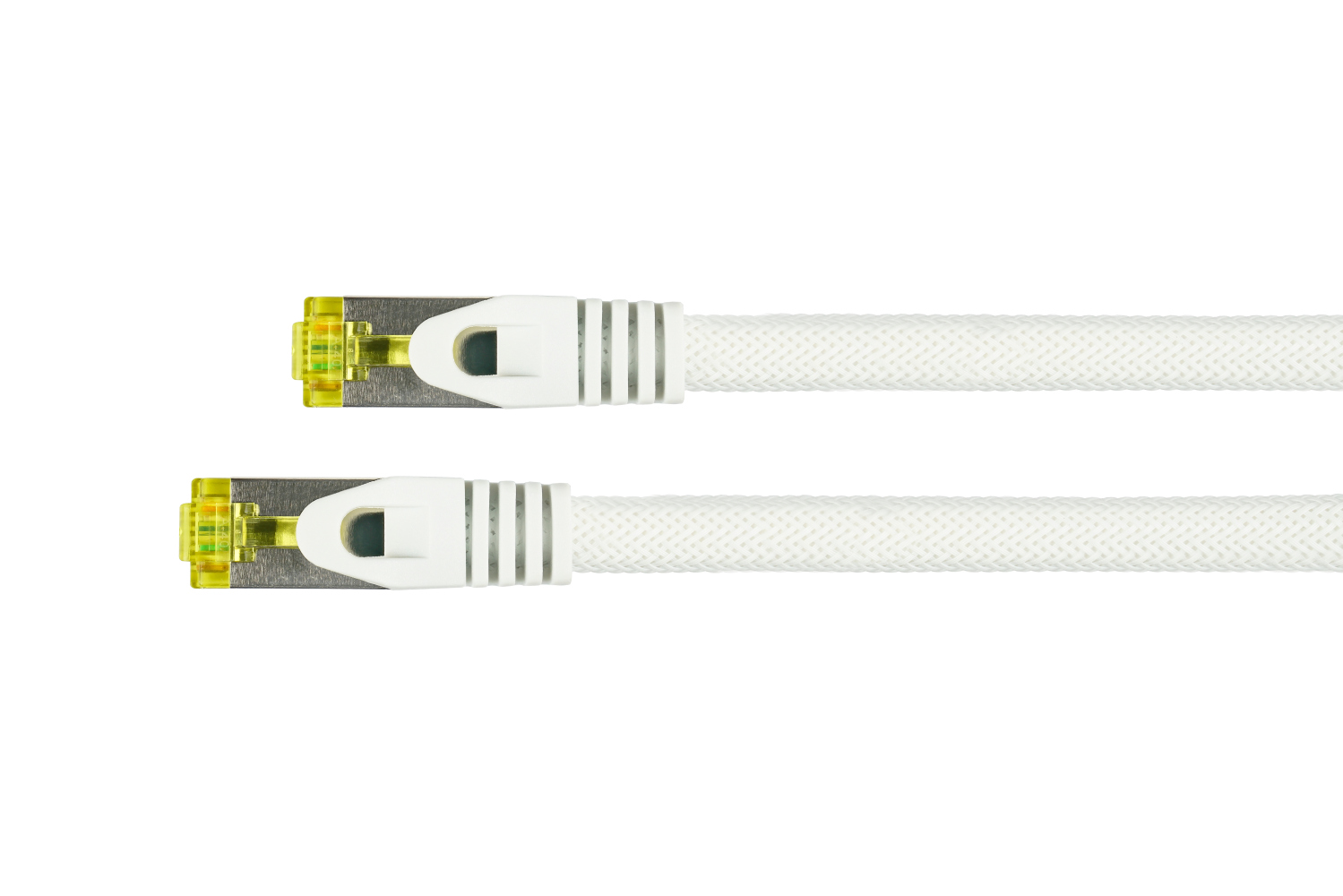 RJ45 Patchkabel mit Cat. 7 Rohkabel, und Nylongeflecht, S/FTP, PiMF, halogenfrei, weiß, 0,25m RJ45 Patchkabel mit Cat. 7 Rohkabel, und Nylongeflecht, S/FTP, PiMF, halogenfrei, weiß, 0,25m von Kabelmeister