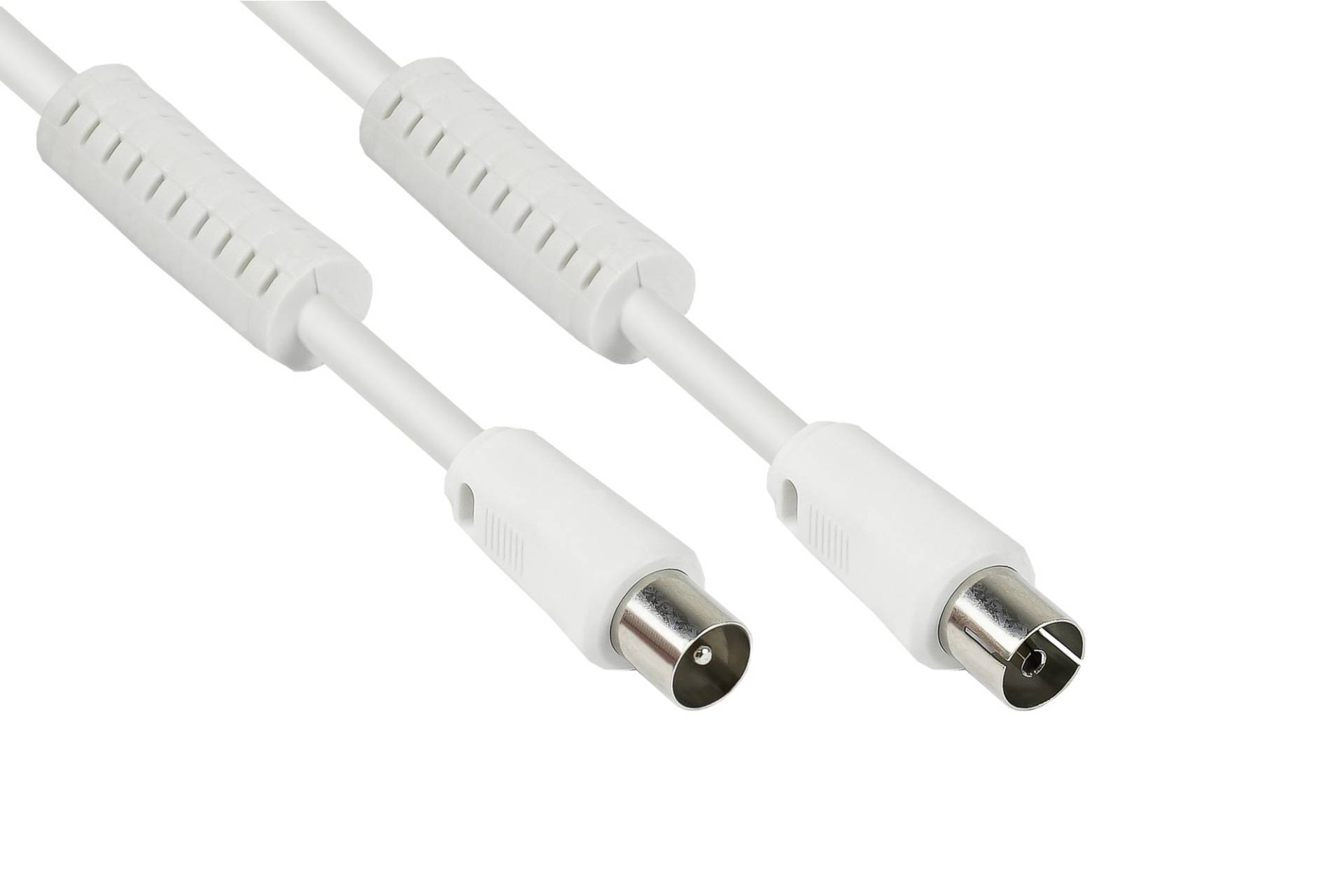 TV Antennenkabel, Koax Stecker an Koax Buchse, 2x Ferritkern, 95dB, 75 Ohm, weiß, 15m TV Antennenkabel, Koax Stecker an Koax Buchse, 2x Ferritkern, 95dB, 75 Ohm, weiß, 15m von Kabelmeister