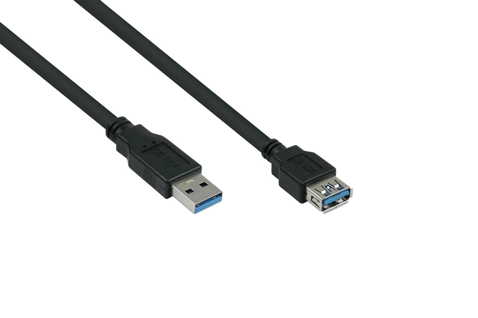 USB 3.0 Verlängerungskabel Stecker A an Buchse A, Premium, AWG28 / AWG24, UL, KUPFER, schwarz, 3m von Kabelmeister