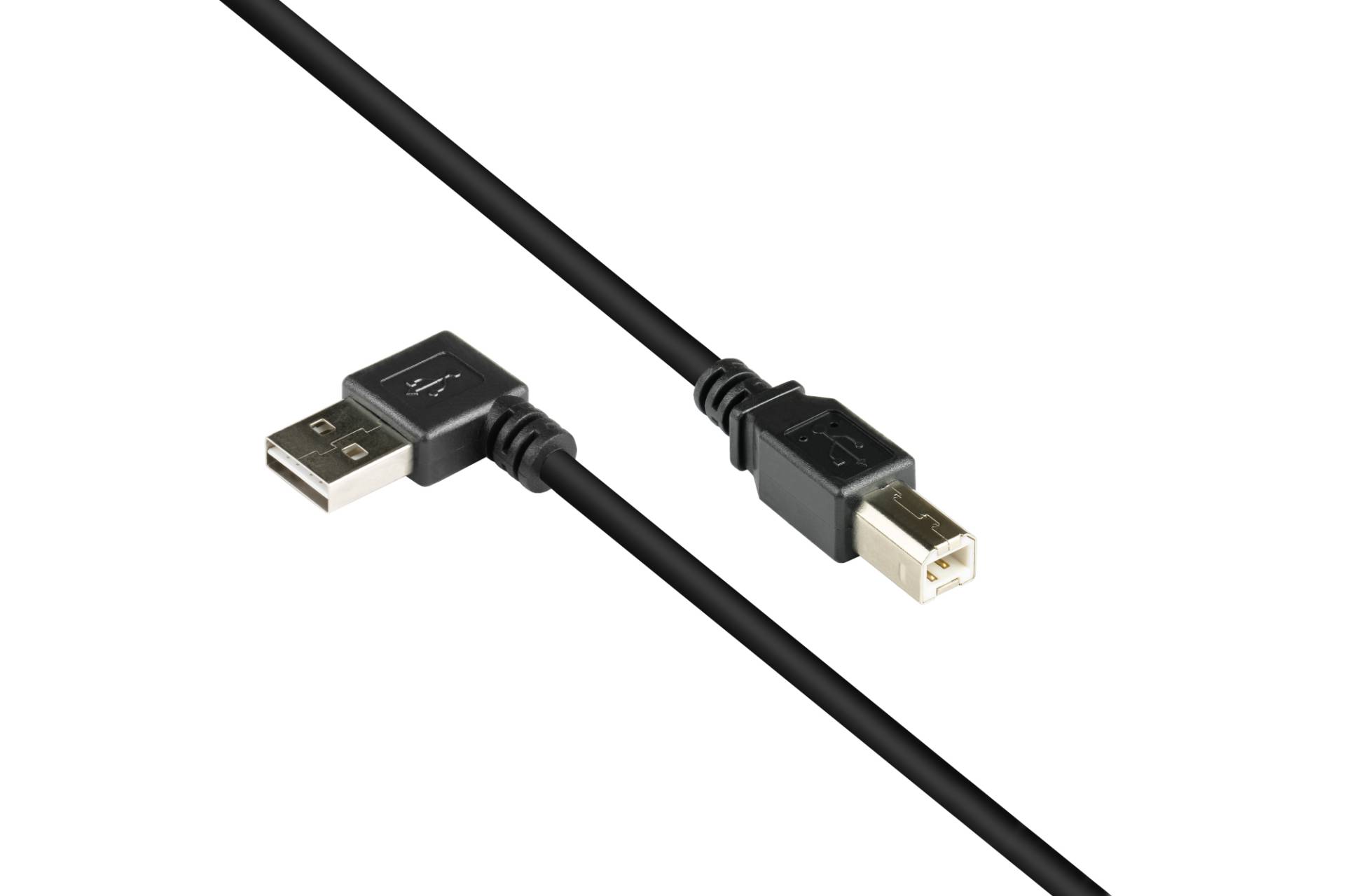 kabelmeister® Anschlusskabel USB 2.0 EASY Stecker A gewinkelt an Stecker B, schwarz, 2m von Kabelmeister