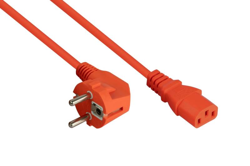 kabelmeister® Netzkabel Schutzkontakt-Stecker Typ E+F (90° gew.) an Kaltgeräte-Buchse C13, orange, 0,75mm², 1,8m von Kabelmeister