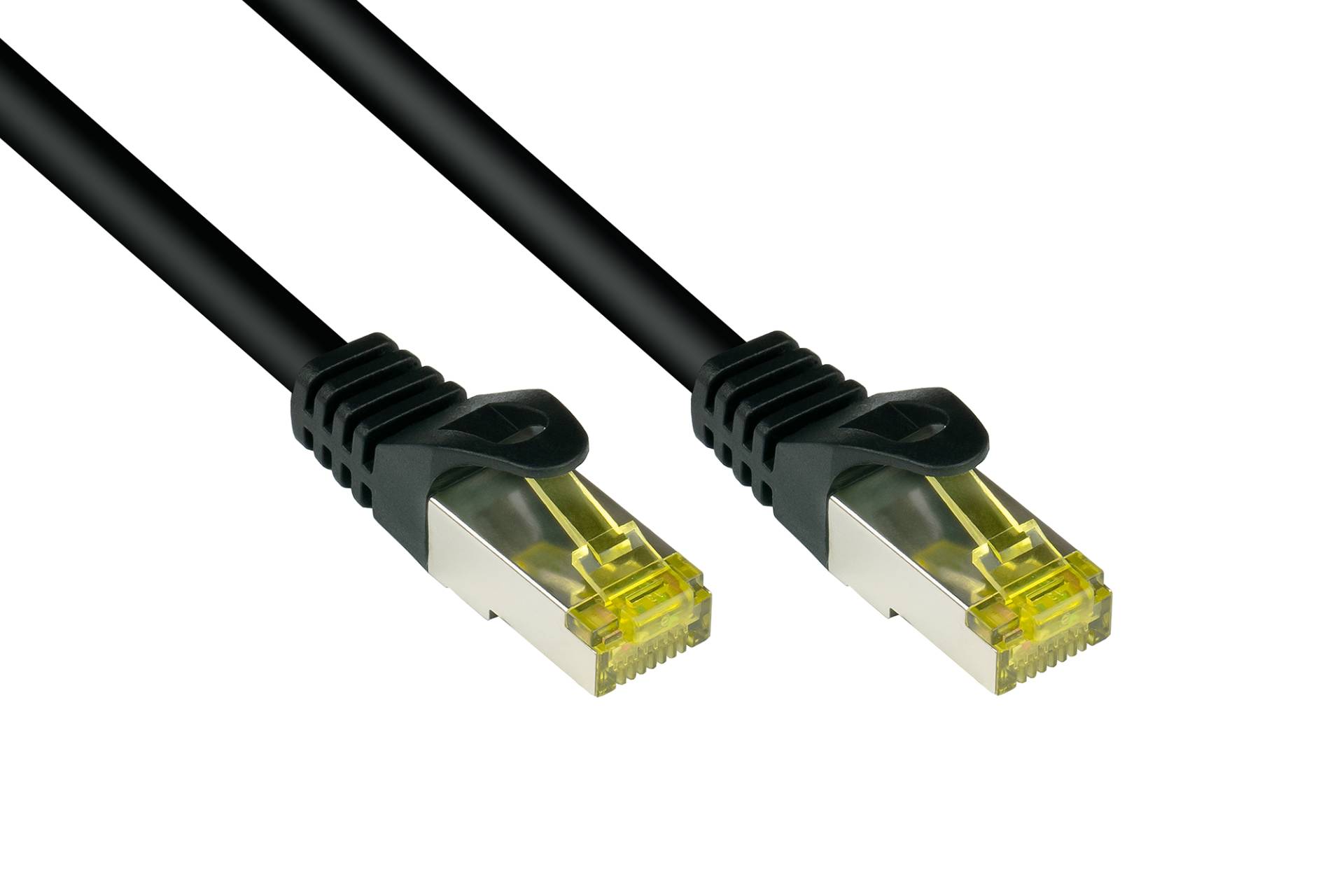 kabelmeister® RJ45 Patchkabel mit Cat. 7 Rohkabel und Rastnasenschutz (RNS®), S/FTP, PiMF, halogenfrei, 500MHz, OFC, schwarz, 80m von Kabelmeister