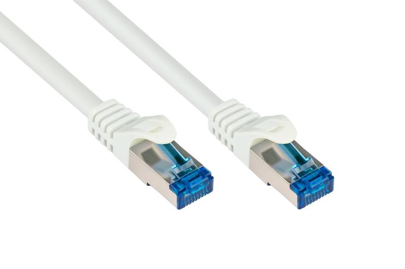 kabelmeister® RNS® Patchkabel mit Rastnasenschutz, Cat. 6A, S/FTP, PiMF, halogenfrei, 500MHz, weiß, 0,25m von Kabelmeister
