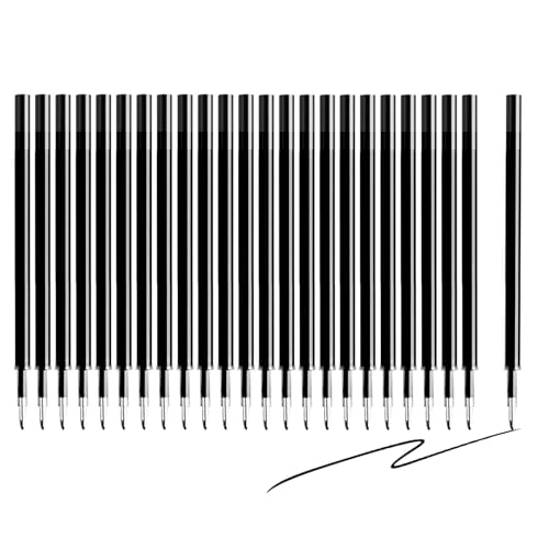 Kabwea 24 Stk Ersatzminen schwarze, Kompatibel Mit Legami,0,5mm Radierbare Tintenroller, Höhe 13 cm, Ersatzmine für Gelstift radierbar，Austauschbare Mine(Schwarze) von Kabwea