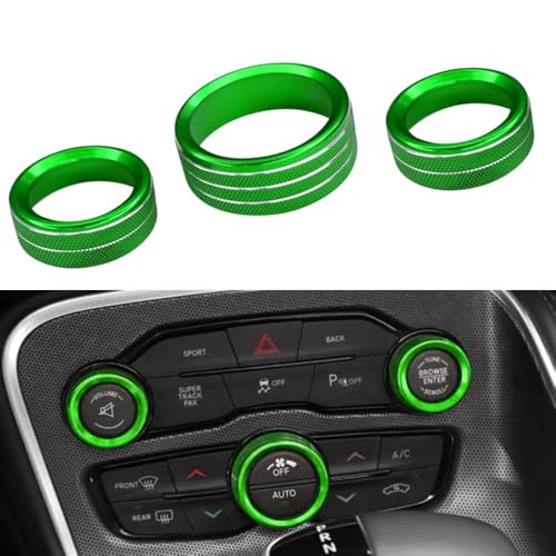 Kacepar Auto Styling Klimaanlage Knöpfe Kreis Trim Klimaanlage Schalter Abdeckung Kompatibel mit Dodge Challenger 2015-2024 Grün Kacepar Auto Styling Klimaanlage Knöpfe Kreis Trim Klimaanlage Schalter Abdeckung Kompatibel mit Dodge Challenger 2015-2024 Grün von Kacepar