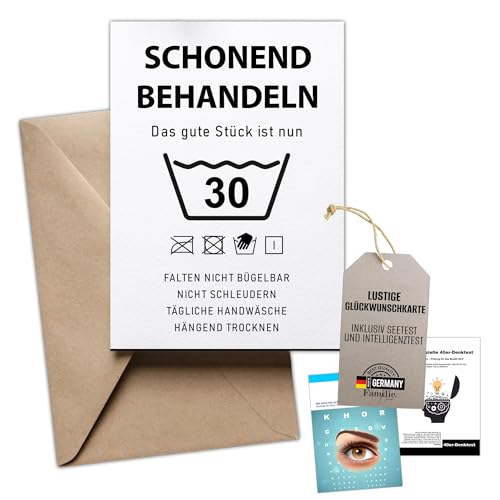 Kackspecht Lustige Geburtstagskarte 30. Geburtstag Karte mit Umschlag inkl. Intelligenztest | Schonend Behandeln | Witzige | Hochwertiger Druck – Originelle Geschenkidee für Männer & Frauen von Kackspecht