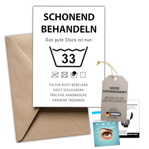 Kackspecht Lustige Geburtstagskarte 33. Geburtstag Karte mit Umschlag inkl. Intelligenztest | Schonend Behandeln | Witzige | Hochwertiger Druck – Originelle Geschenkidee für Männer & Frauen Kackspecht Lustige Geburtstagskarte 33. Geburtstag Karte mit Umschlag inkl. Intelligenztest | Schonend Behandeln | Witzige | Hochwertiger Druck – Originelle Geschenkidee für Männer & Frauen von Kackspecht