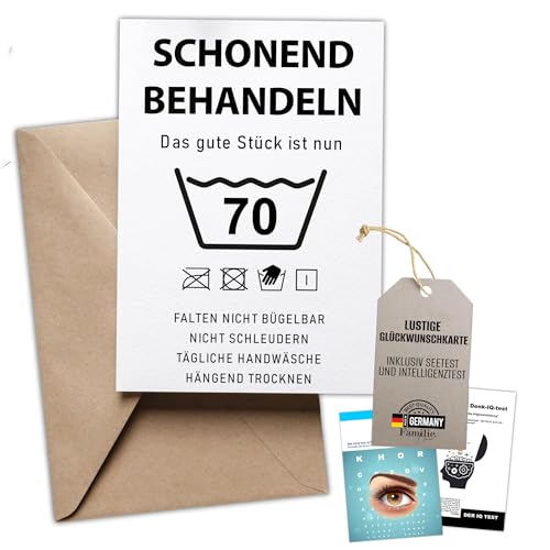 Kackspecht Lustige Geburtstagskarte 70. Geburtstag Karte mit Umschlag inkl. Intelligenztest | Schonend Behandeln | Witzige | Hochwertiger Druck – Originelle Geschenkidee für Männer & Frauen Kackspecht Lustige Geburtstagskarte 70. Geburtstag Karte mit Umschlag inkl. Intelligenztest | Schonend Behandeln | Witzige | Hochwertiger Druck – Originelle Geschenkidee für Männer & Frauen von Kackspecht