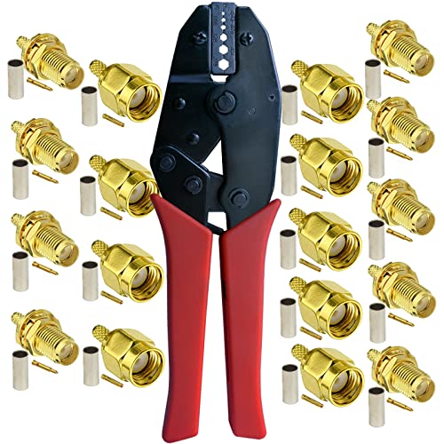 SMA Koaxialkabel Crimpzange und 10-Satz SMA Stecker und SMA Buchsen für WLAN antenne verlängerungs kabel RG174 RG316 SMA Koaxialkabel Crimpzange und 10-Satz SMA Stecker und SMA Buchsen für WLAN antenne verlängerungs kabel RG174 RG316 von TYCRALI