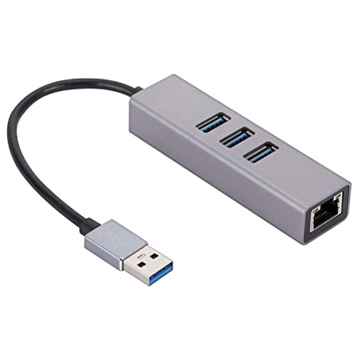 Kahdsvby Netzwerkkarte Gigabit USB aus Aluminiumlegierung 3 Ports 3.0 Hub USB auf RJ45 für Gigabit-Netzwerkkarte von Kahdsvby