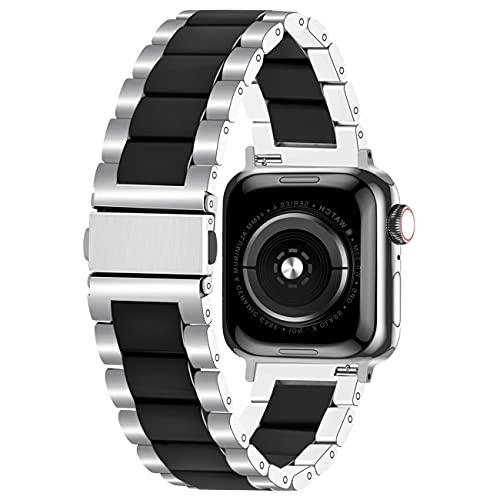 Kai Tian Armband Edelstahl Compatible for Apple Watch 38mm 40mm 41mm Apple Watch Series 7 6 5 4 3 2 1 iWatch SE Sport Keramik Uhrenarmband Silber Schwarz von Kai Tian