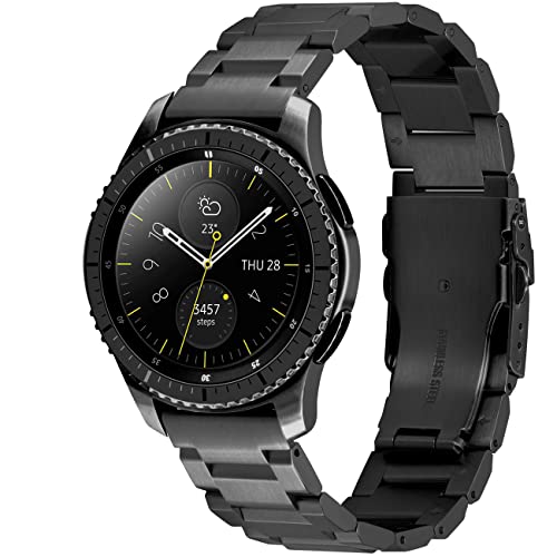 Kai Tian Armband Verstellbare Sport Armbänd 46mm Ersatzarmband Compatible for Samsung Gear S3 Classic Frontier 22mm Edelstahl Smart Uhrenarmband Schwarz von Kai Tian