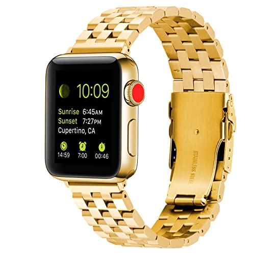 Kai Tian Compatible for Apple Watch Armband 38mm/40mm/41mm Edelstahl Uhrenarmband Herren Damen kompatibel for Watch Series10 9 8 7 6 5 4 3 2 1 Ultra SE Sport Gold Kai Tian Compatible for Apple Watch Armband 38mm/40mm/41mm Edelstahl Uhrenarmband Herren Damen kompatibel for Watch Series10 9 8 7 6 5 4 3 2 1 Ultra SE Sport Gold von Kai Tian