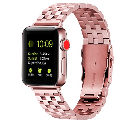 Kai Tian Compatible for Apple Watch Armband 38mm/40mm/41mm Edelstahl Uhrenarmband Herren Damen kompatibel for Watch Series7 6 5 4 3 2 1 Sport Roségold von Kai Tian