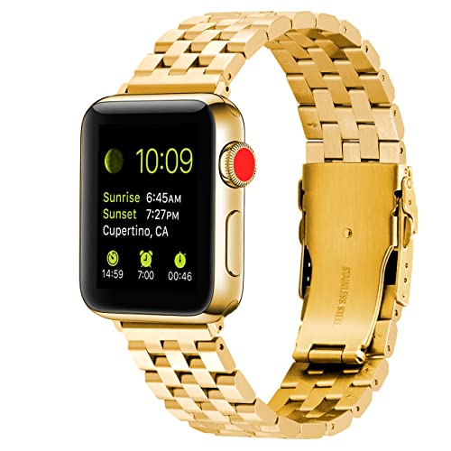 Kai Tian Compatible for Apple Watch Armband 42mm/44mm/45mm/49mm Edelstahl Uhrenarmband Herren Damen kompatibel for Watch Series7 6 5 4 3 2 1 Sport Gold von Kai Tian
