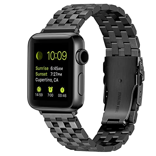 Kai Tian Compatible for Apple Watch Armband 42mm/44mm/45mm/49mm Edelstahl Uhrenarmband Herren Damen kompatibel for Watch Series7 6 5 4 3 2 1 Sport Schwarz von Kai Tian