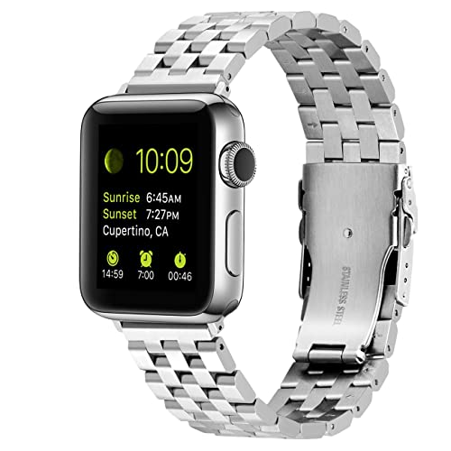 Kai Tian Compatible for Apple Watch Armband 42mm/44mm/45mm/49mm Edelstahl Uhrenarmband Herren Damen kompatibel for Watch Series7 6 5 4 3 2 1 Sport Silber von Kai Tian